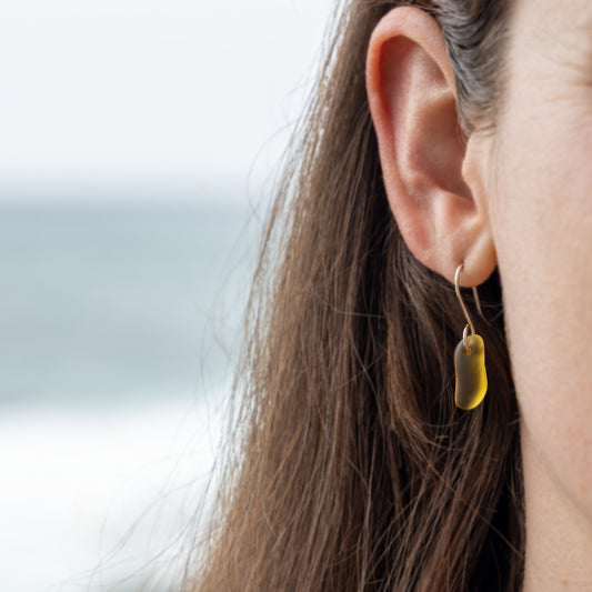 AMBER COASTAL GLASS DROP EARRINGS | STERLING SILVER