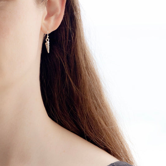 AUGER SHELL COASTAL CHARM EARRINGS | SILVER PLATED
