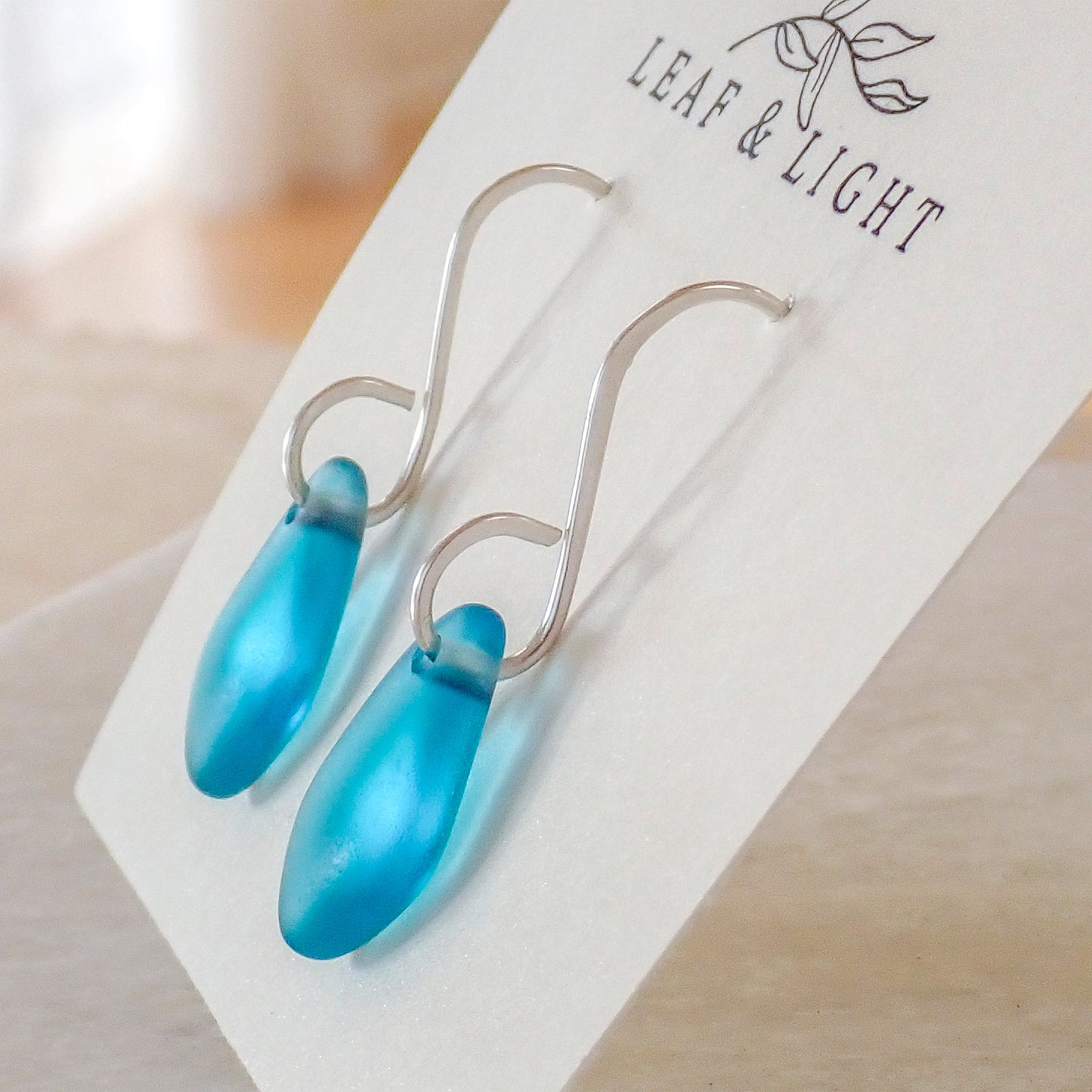 STERLING SILVER COASTAL GLASS EARRINGS - CARIBBEAN BLUE