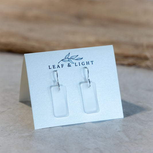 CRYSTAL RECTANGLE COASTAL GLASS EARRINGS | STERLING SILVER