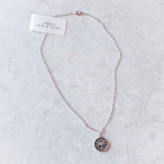 DRAGONFLY COASTAL CHARM NECKLACE | SILVER PLATED