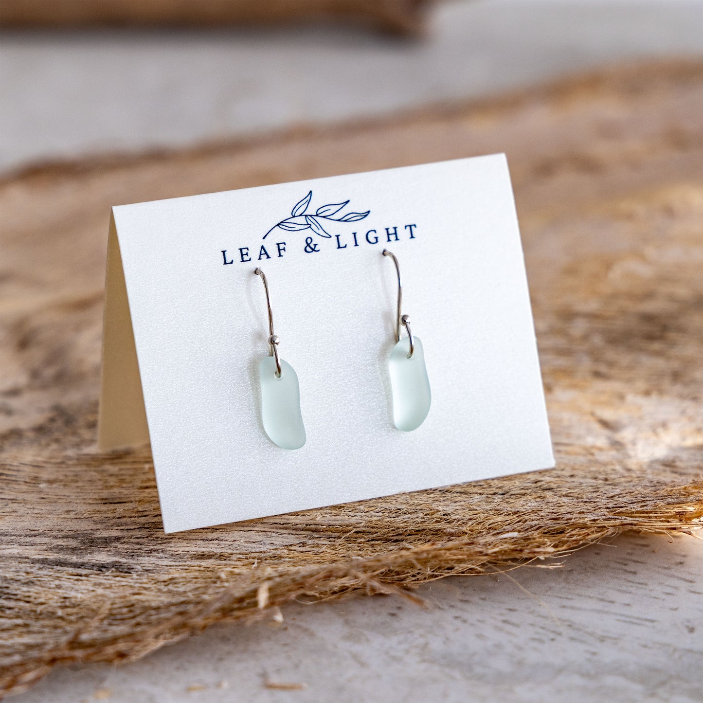 LIGHT AQUA COASTAL GLASS DROP EARRINGS | SILVER PLATED