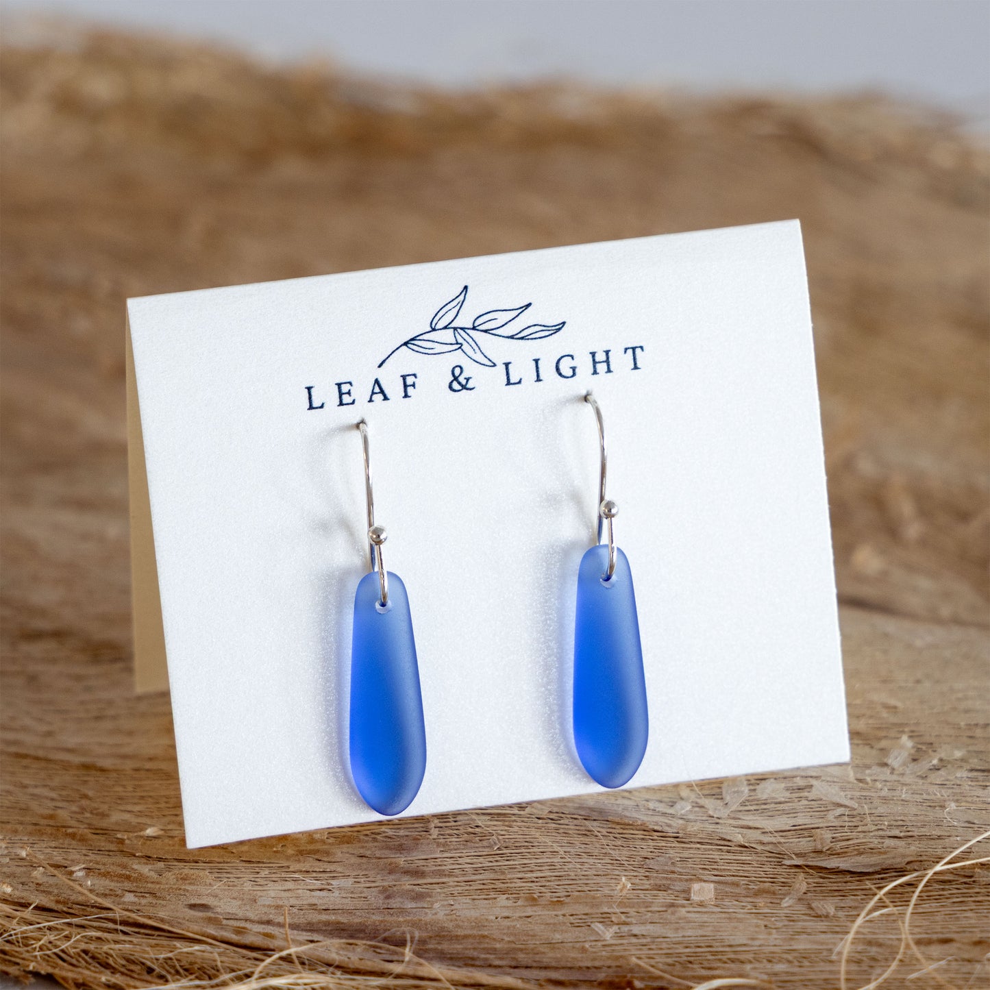 SKY BLUE TEARDROP COASTAL GLASS EARRINGS | SILVER PLATED