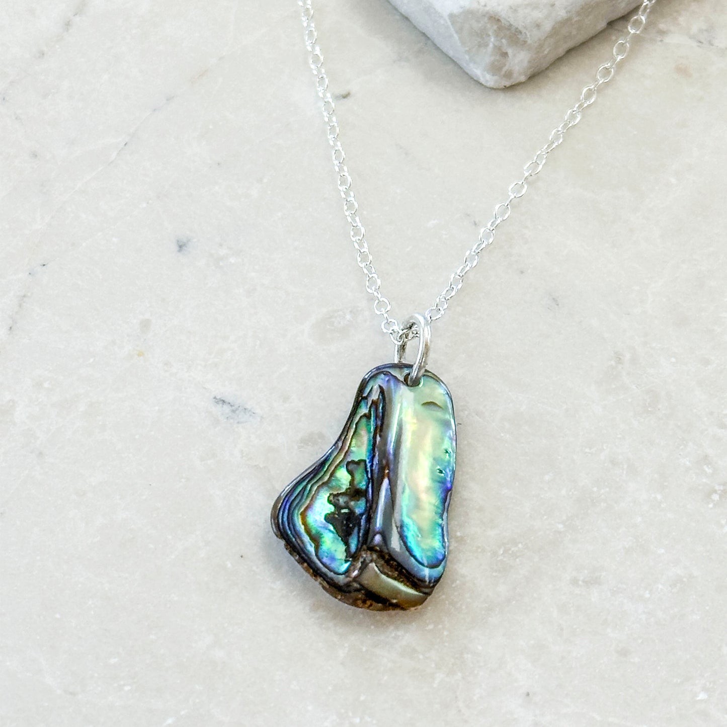 PAUA SHELL NECKLACE | SILVER PLATED ABALONE NECKLACE
