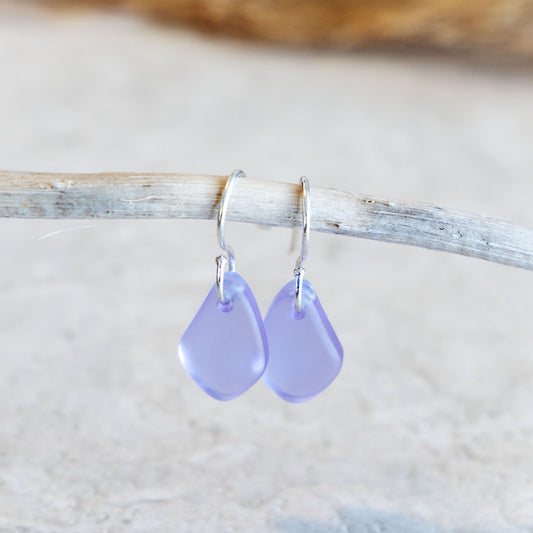 LAVENDER BLUE COASTAL GLASS DROP EARRINGS | STERLING SILVER
