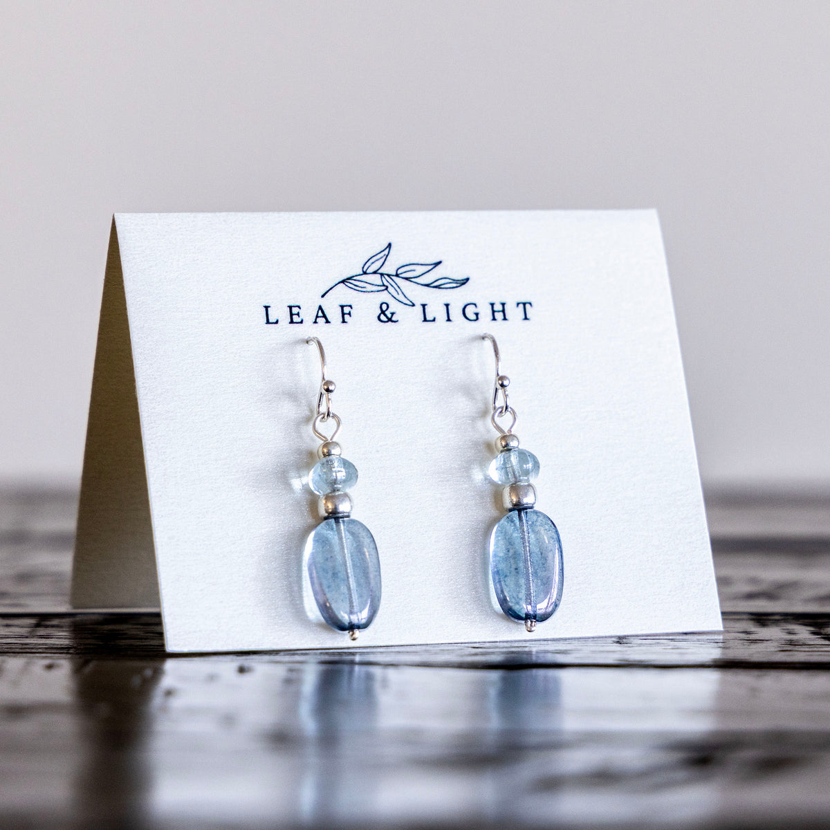 LUMINOUS BLUE CLASSIC RECTANGLE EARRINGS | SILVER PLATED