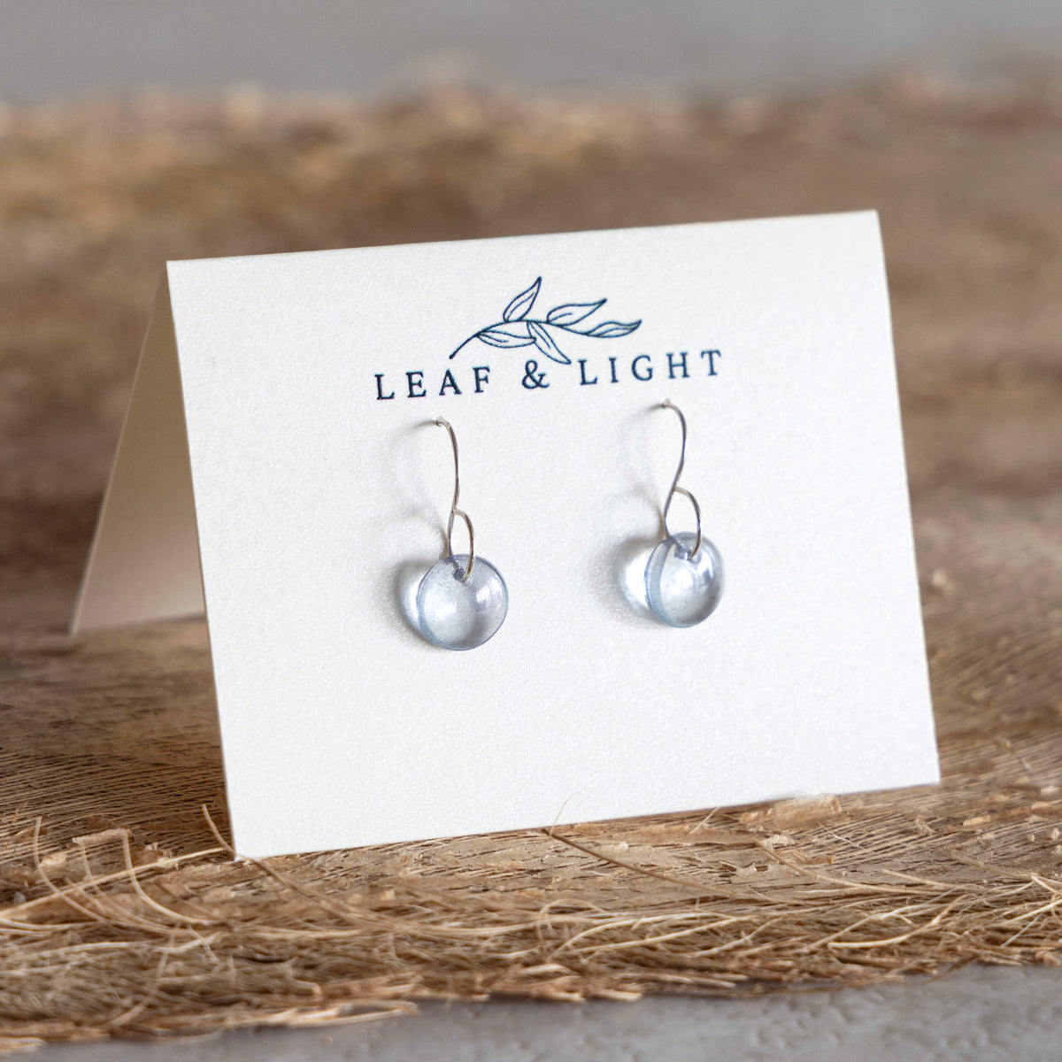 BLUE LUSTER TINY CIRCLE GLASS EARRINGS | STERLING SILVER