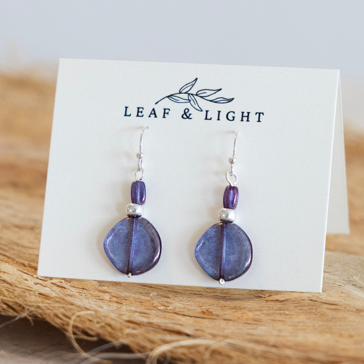 LUMINOUS PURPLE GLASS CLASSIC DROP EARRINGS | SILVER PLATED
