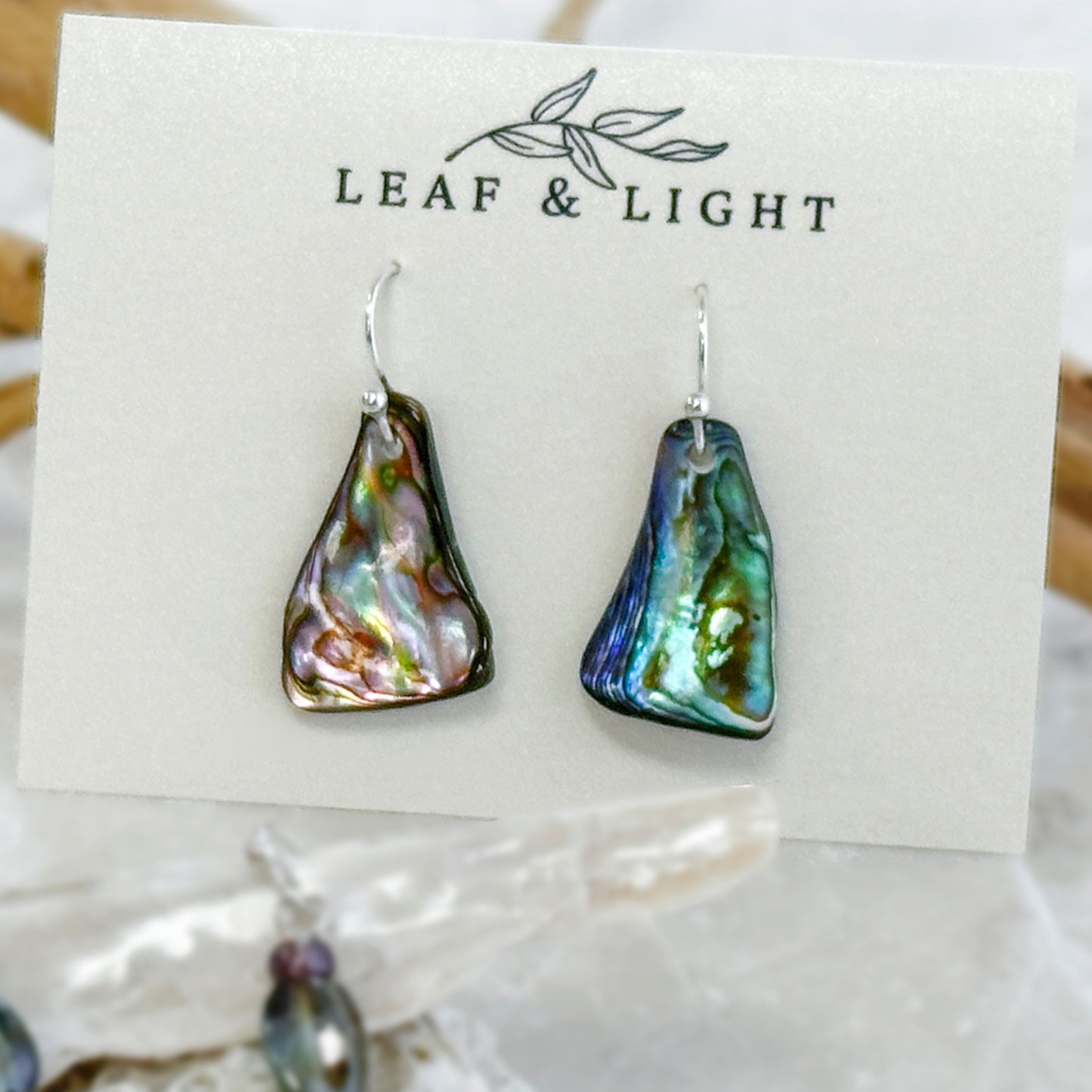 SILVER PLATED PAUA SHELL DROP EARRINGS - CLASSIC