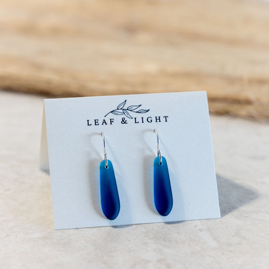 TEAL TEARDROP COASTAL GLASS EARRINGS | STERLING SILVER