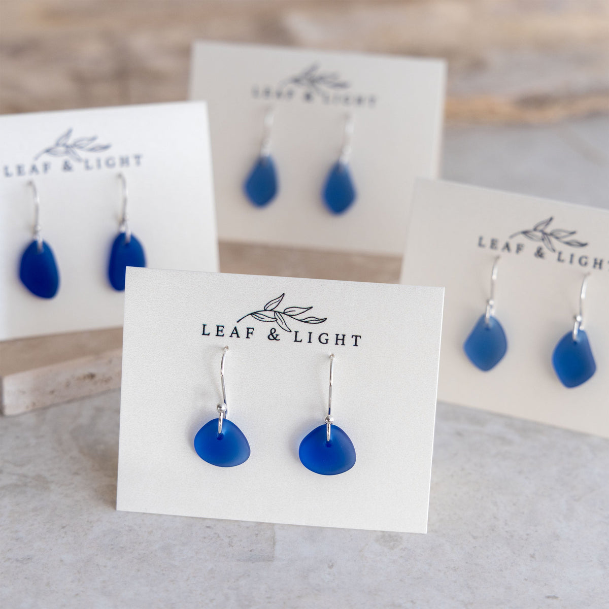 Silver Plated Coastal Glass Earrings
