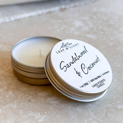 SANDALWOOD AND COCONUT | MINI COCONUT SCENTED CANDLE (1 oz)