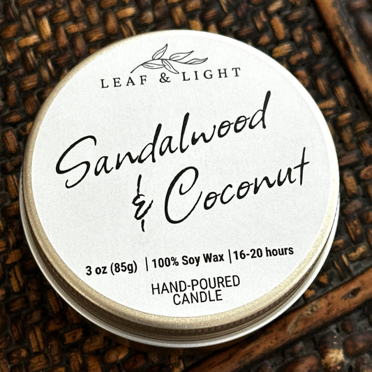 SANDALWOOD & COCONUT - TRAVEL CANDLE (3 oz)