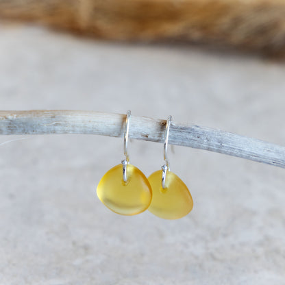 AMBER COASTAL GLASS DROP EARRINGS | STERLING SILVER