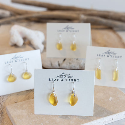 AMBER COASTAL GLASS DROP EARRINGS | SILVER PLATED