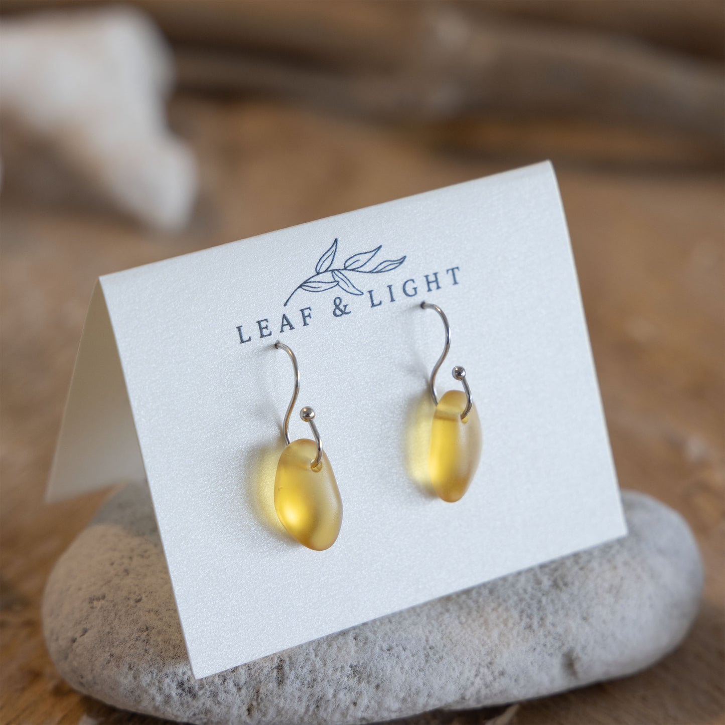 AMBER COASTAL GLASS DROP EARRINGS | SILVER PLATED
