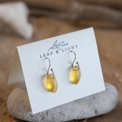 AMBER COASTAL GLASS DROP EARRINGS | SILVER PLATED