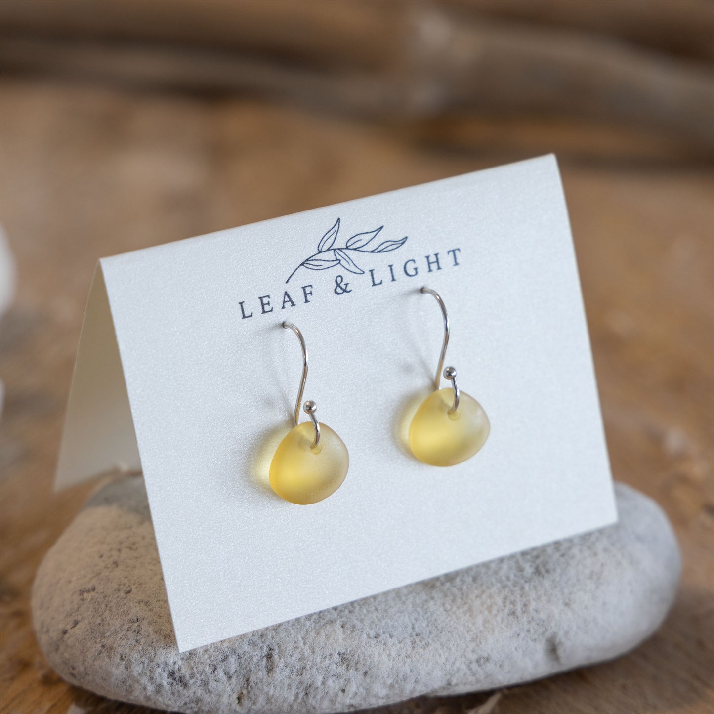 AMBER COASTAL GLASS DROP EARRINGS | SILVER PLATED