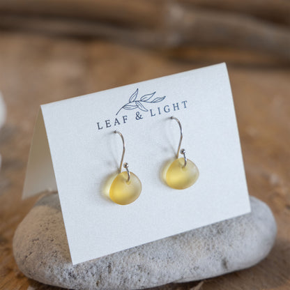 AMBER COASTAL GLASS DROP EARRINGS | SILVER PLATED