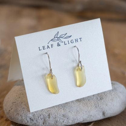 AMBER COASTAL GLASS DROP EARRINGS | SILVER PLATED