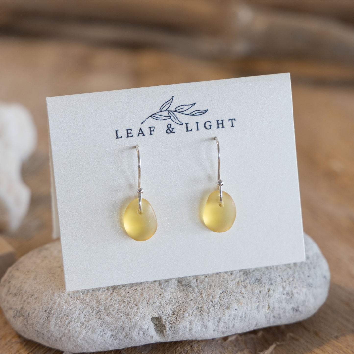 AMBER COASTAL GLASS DROP EARRINGS | SILVER PLATED