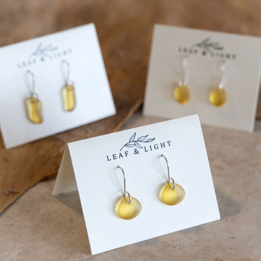 AMBER COASTAL GLASS DROP EARRINGS | STERLING SILVER