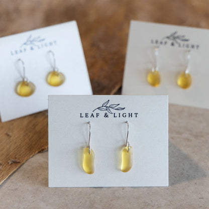 AMBER COASTAL GLASS DROP EARRINGS | STERLING SILVER