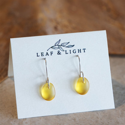 AMBER COASTAL GLASS DROP EARRINGS | STERLING SILVER