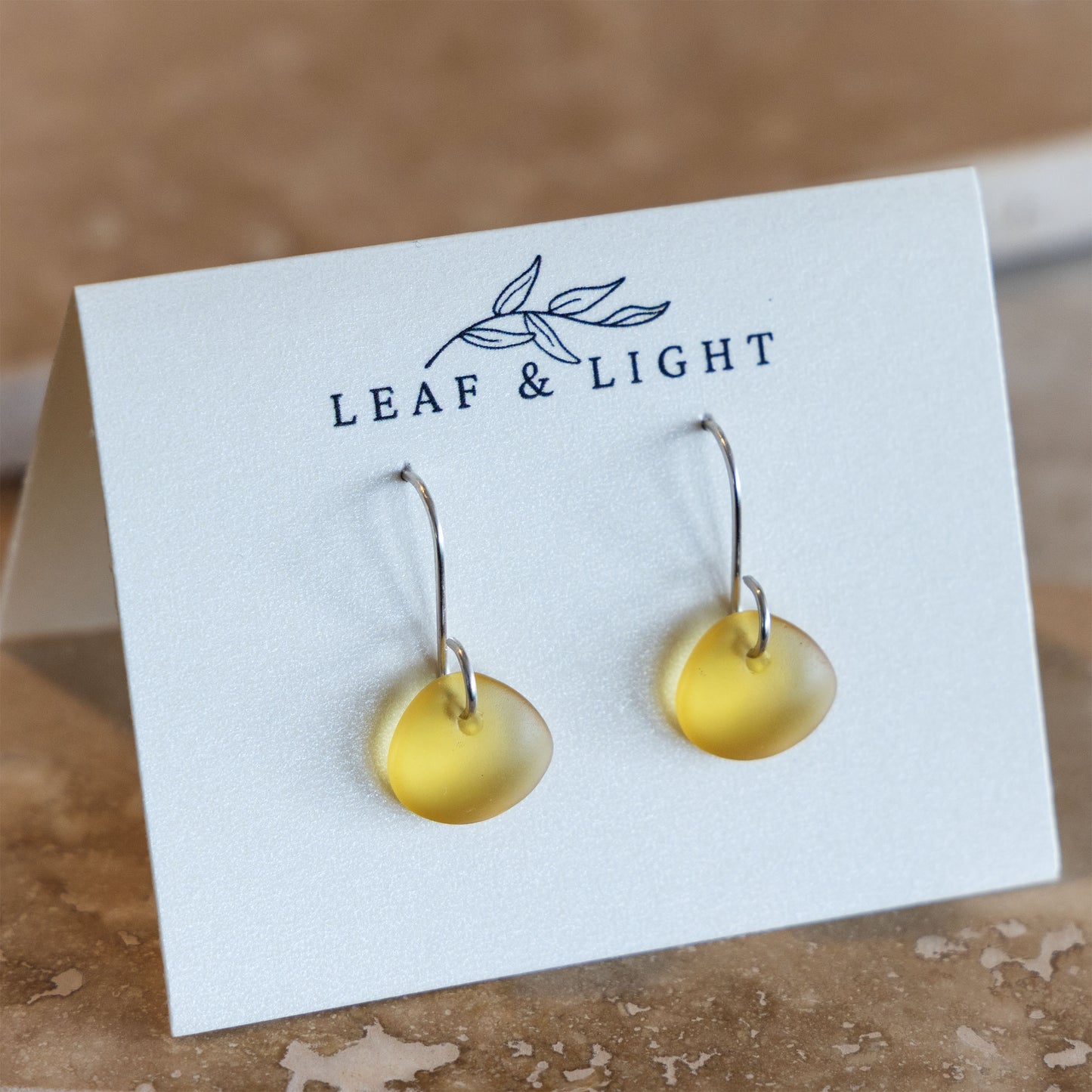 AMBER COASTAL GLASS DROP EARRINGS | STERLING SILVER