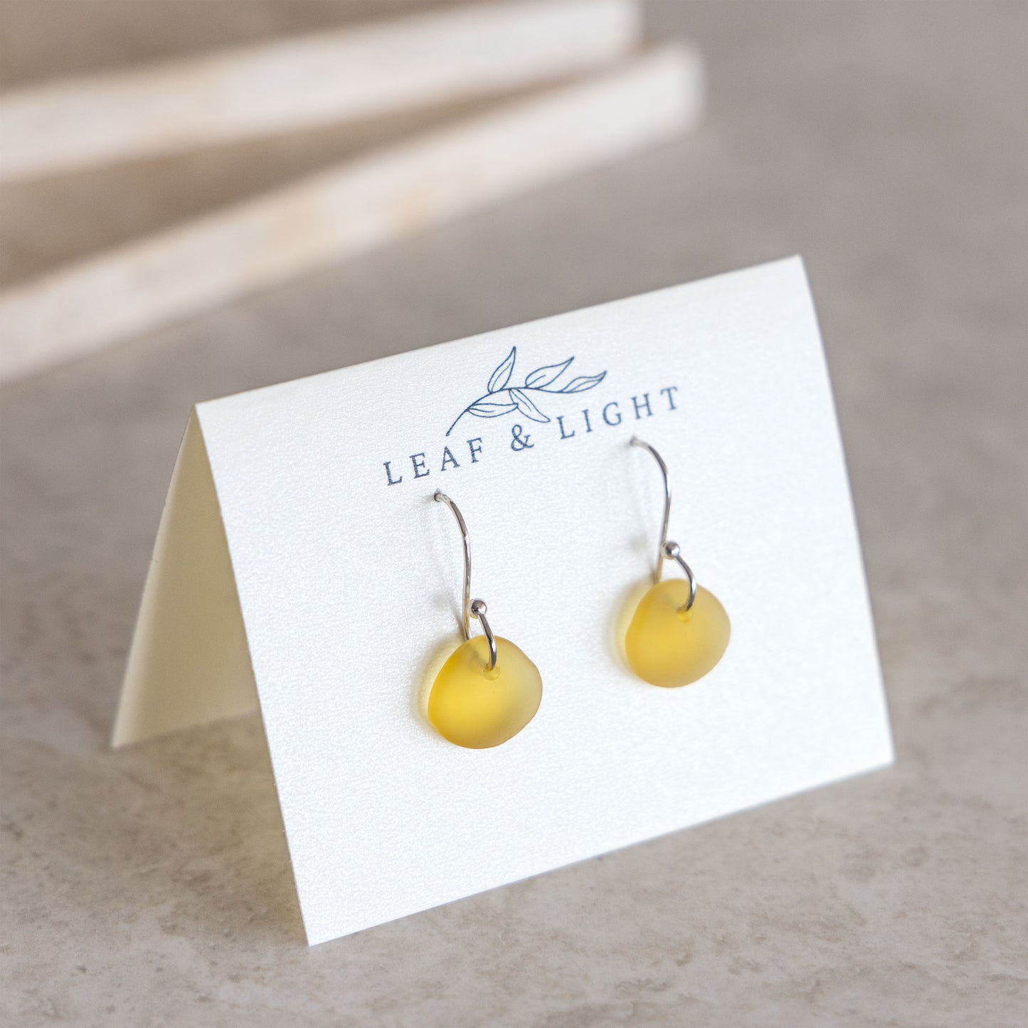 COASTAL GLASS SILVER PLATED EARRINGS - AMBER DROP
