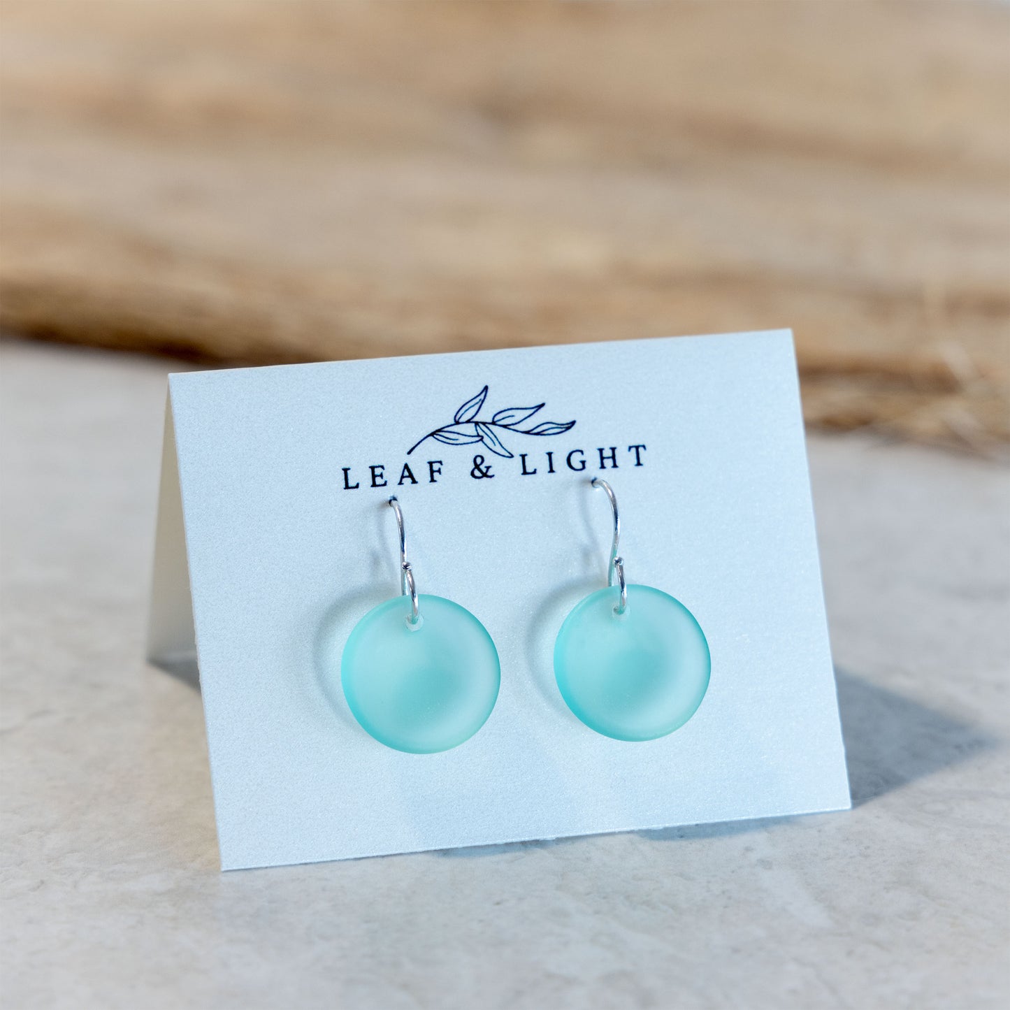 DEEP AQUA CIRCLE COASTAL GLASS EARRINGS | STERLING SILVER