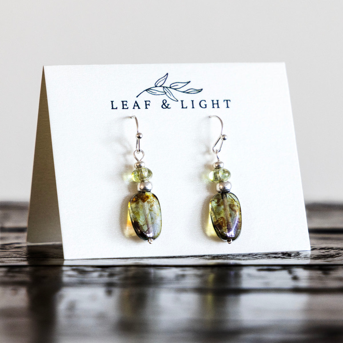 LUSTROUS GREEN CLASSIC RECTANGLE EARRINGS | SILVER PLATED