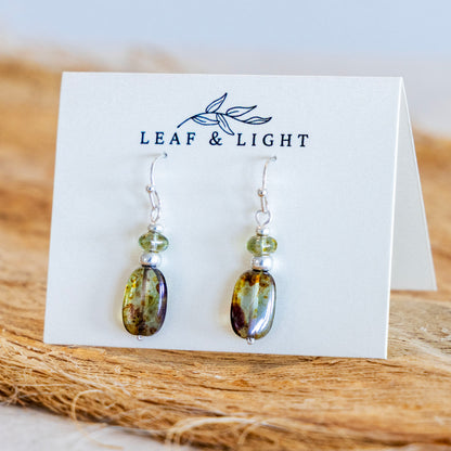 LUSTROUS GREEN CLASSIC RECTANGLE EARRINGS | SILVER PLATED