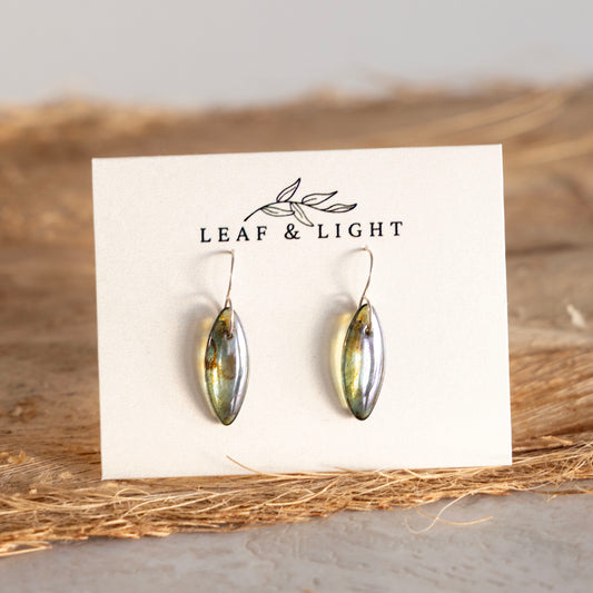 GREEN LUSTER MARQUISE ULTRALIGHT EARRINGS | STERLING SILVER