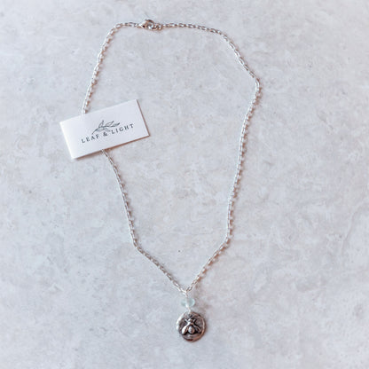 BEE AND GLASS COASTAL CHARM NECKLACE | SILVER PLATED