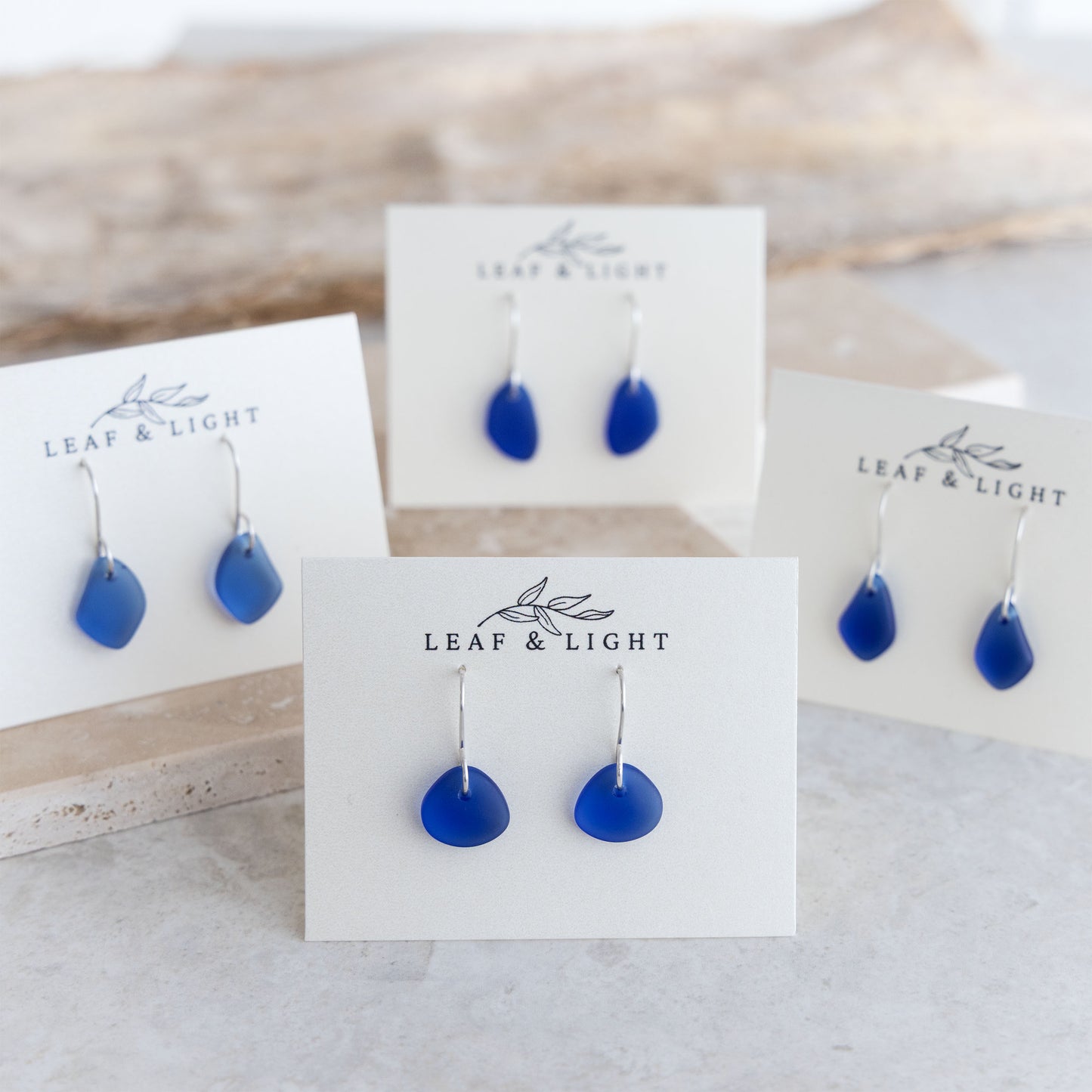 BLUE COASTAL GLASS DROP EARRINGS | STERLING SILVER