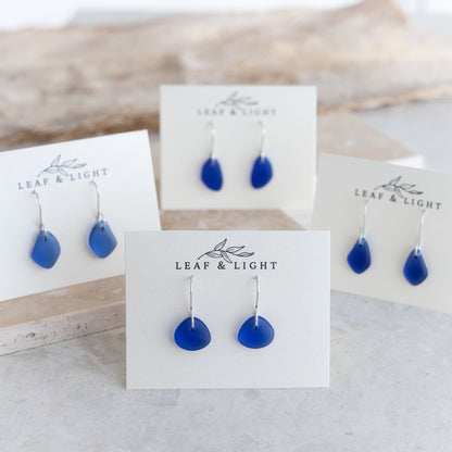 BLUE COASTAL GLASS DROP EARRINGS | STERLING SILVER