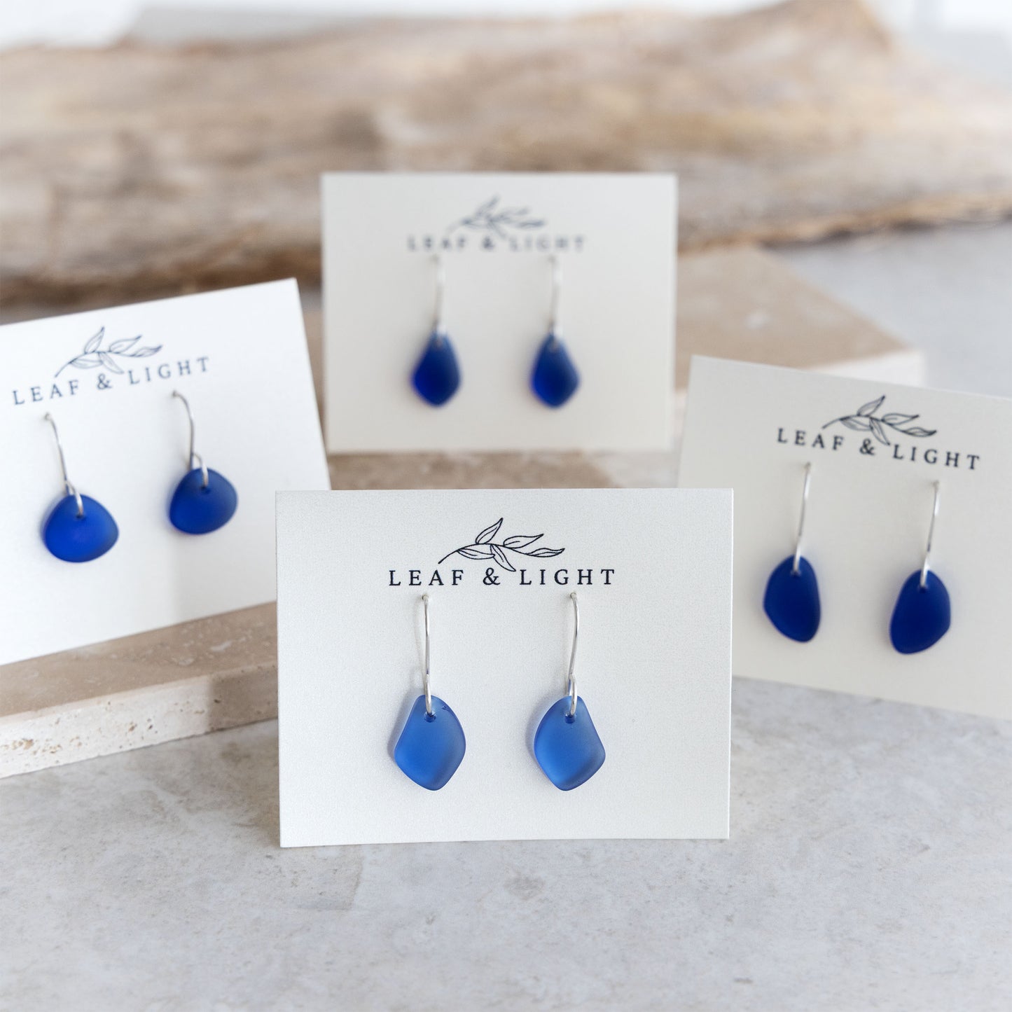 BLUE COASTAL GLASS DROP EARRINGS | STERLING SILVER