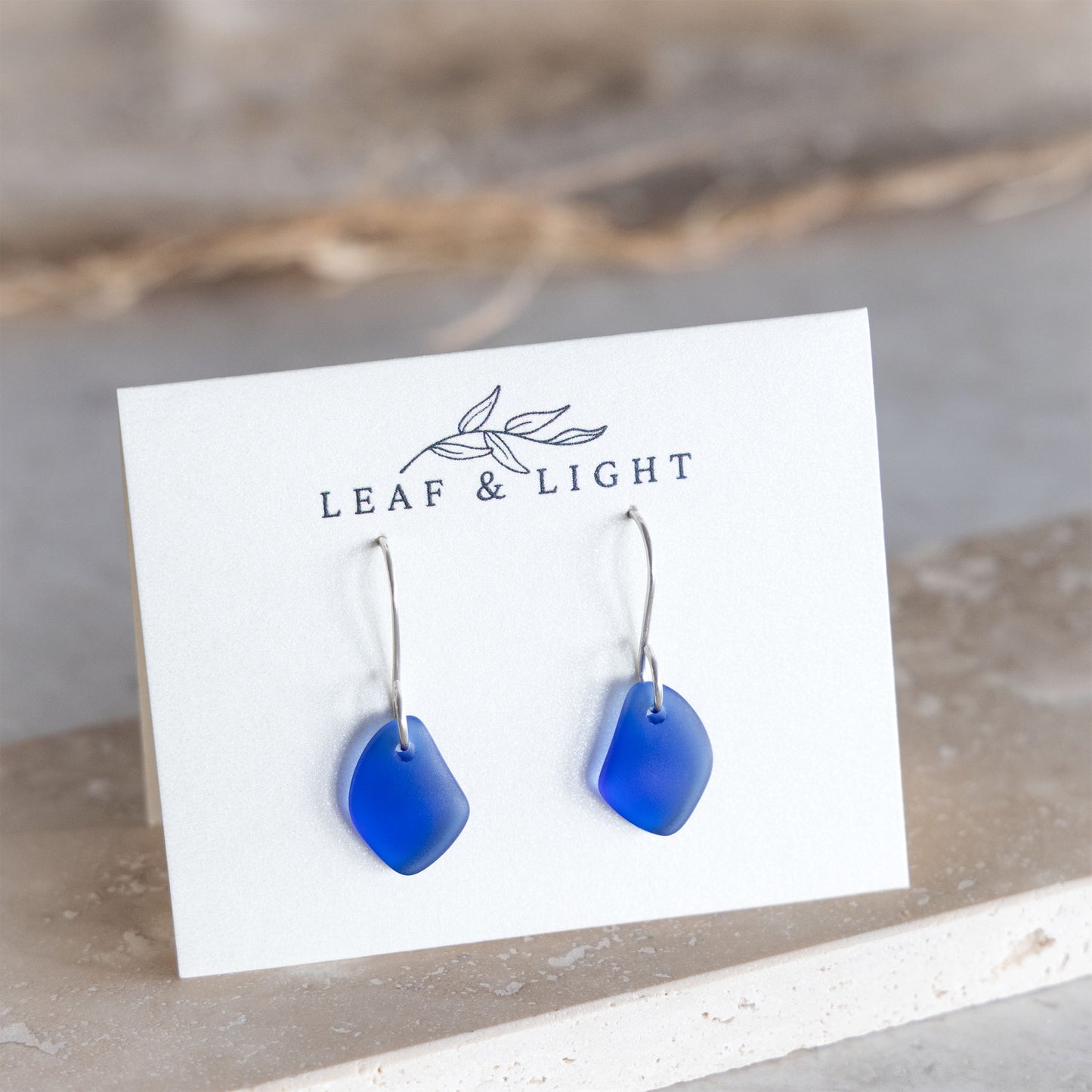 BLUE COASTAL GLASS DROP EARRINGS | STERLING SILVER