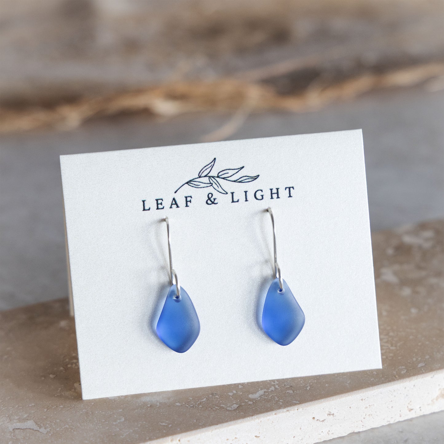 BLUE COASTAL GLASS DROP EARRINGS | STERLING SILVER