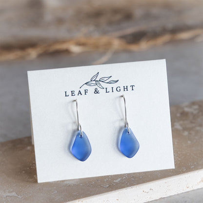 BLUE COASTAL GLASS DROP EARRINGS | STERLING SILVER