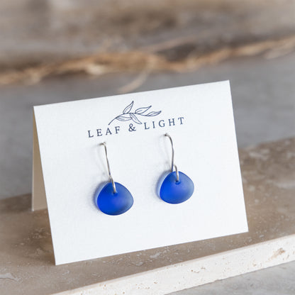 BLUE COASTAL GLASS DROP EARRINGS | STERLING SILVER