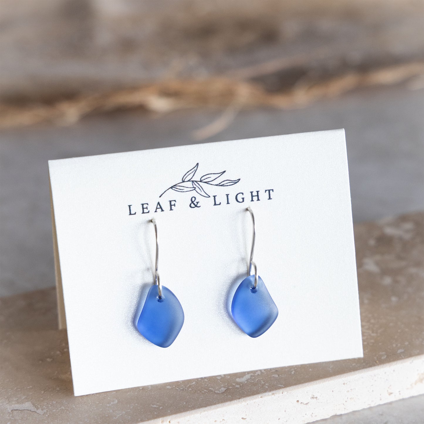 BLUE COASTAL GLASS DROP EARRINGS | STERLING SILVER