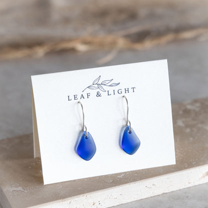 BLUE COASTAL GLASS DROP EARRINGS | STERLING SILVER