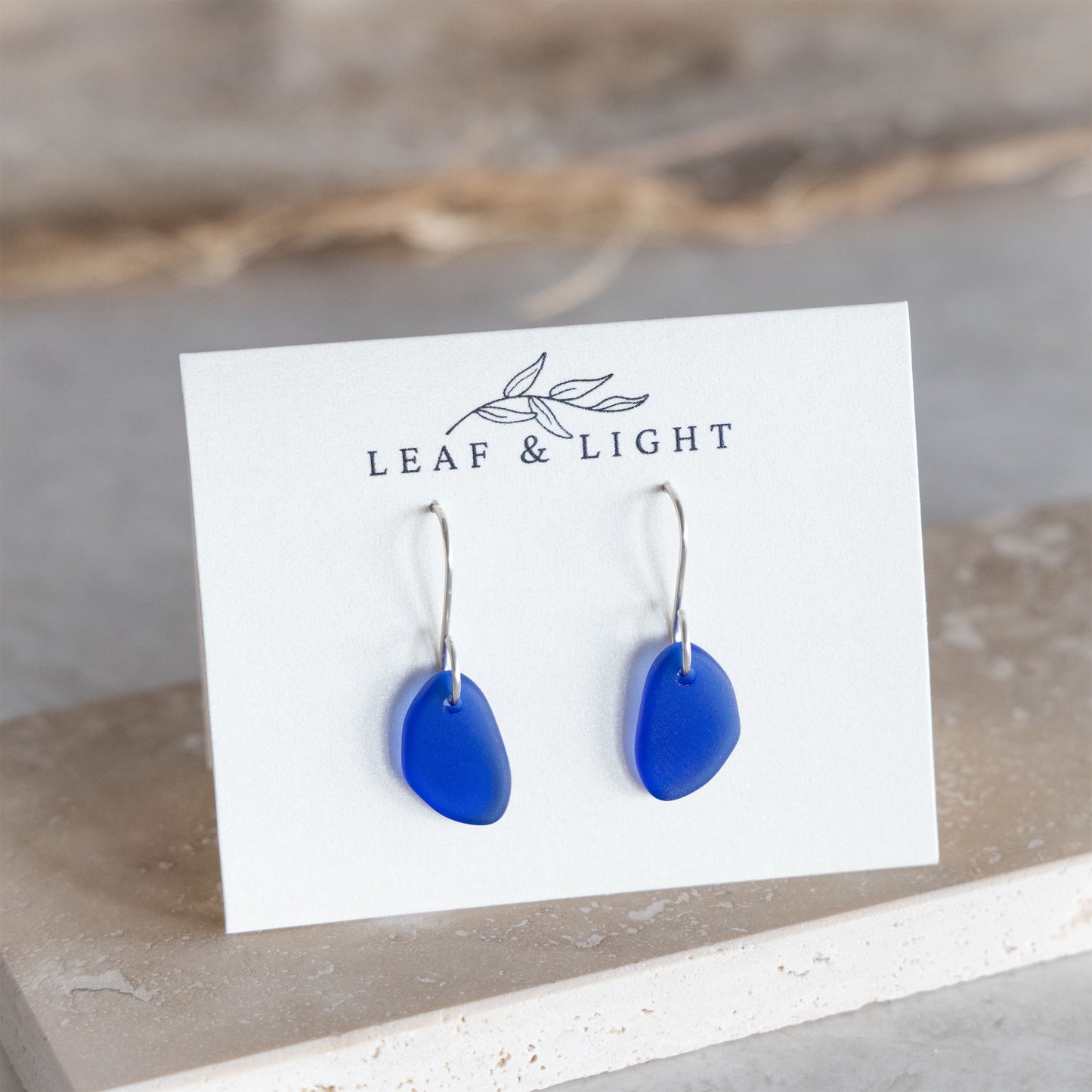 BLUE COASTAL GLASS DROP EARRINGS | STERLING SILVER