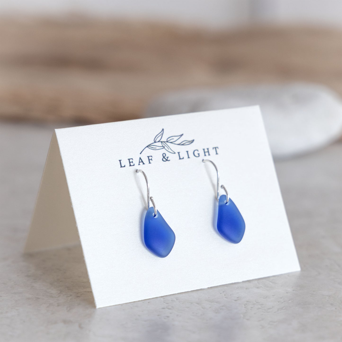 BLUE COASTAL GLASS DROP EARRINGS | STERLING SILVER