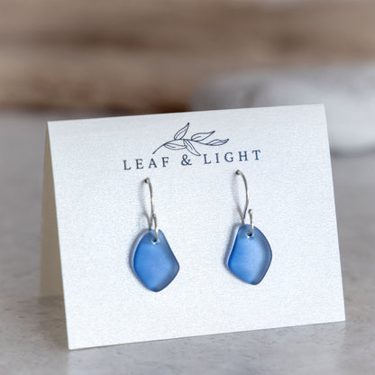 BLUE COASTAL GLASS DROP EARRINGS | STERLING SILVER