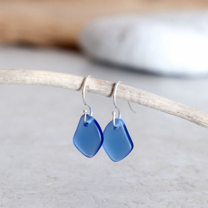 BLUE COASTAL GLASS DROP EARRINGS | STERLING SILVER