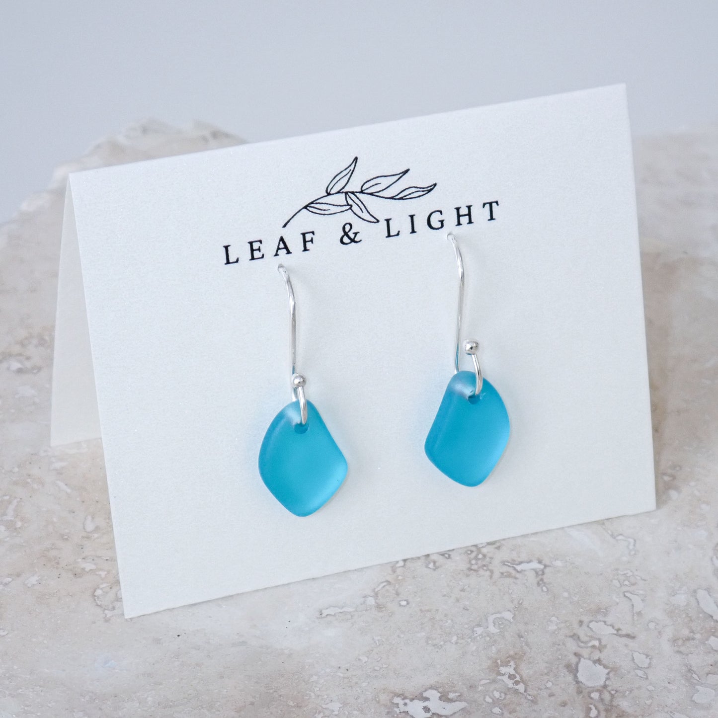 COASTAL GLASS SILVER PLATED EARRINGS - CARIBBEAN BLUE DROP