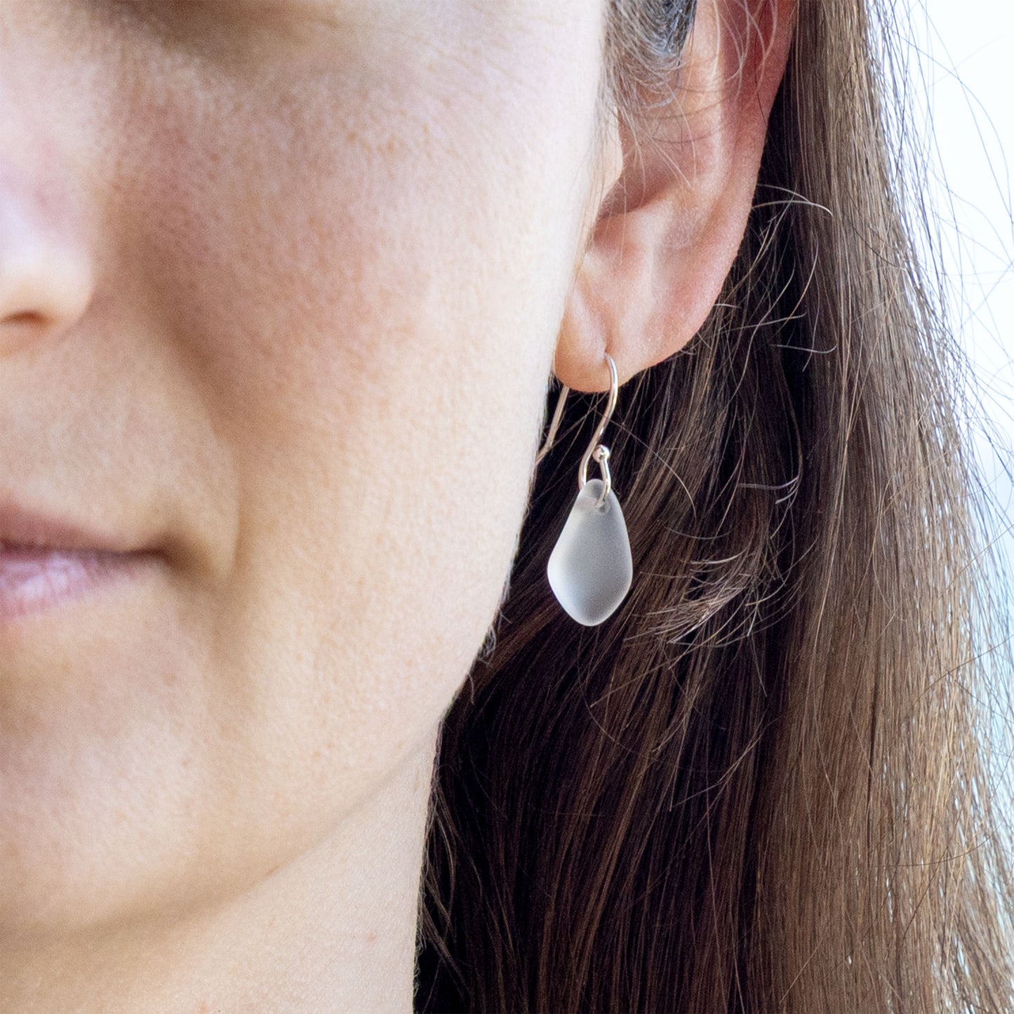 CRYSTAL COASTAL GLASS DROP EARRINGS | SILVER PLATED